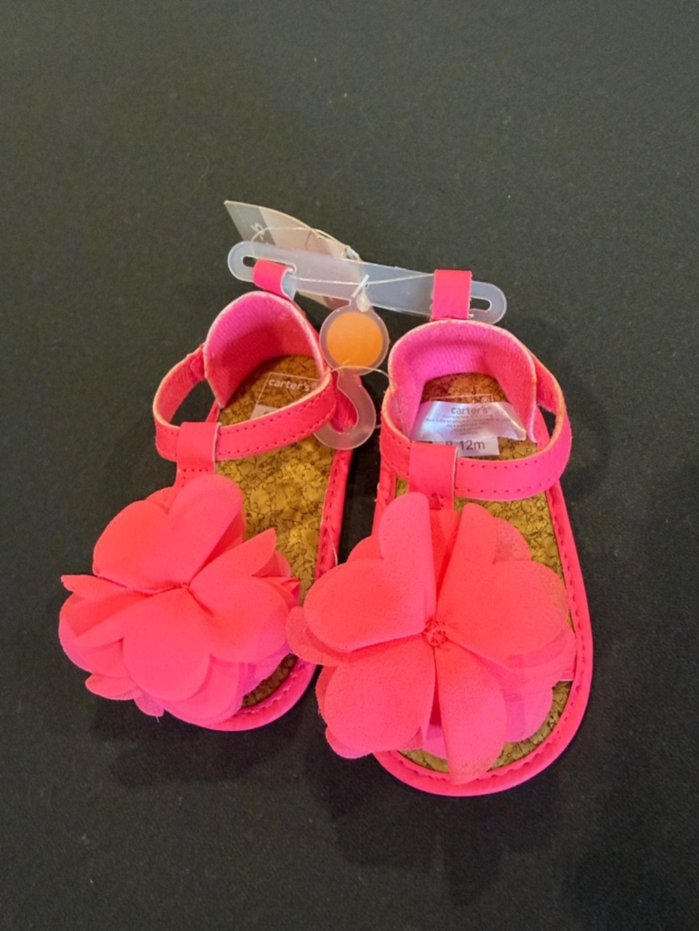 Carter's Bright Pink Flower Strap Baby Sandals